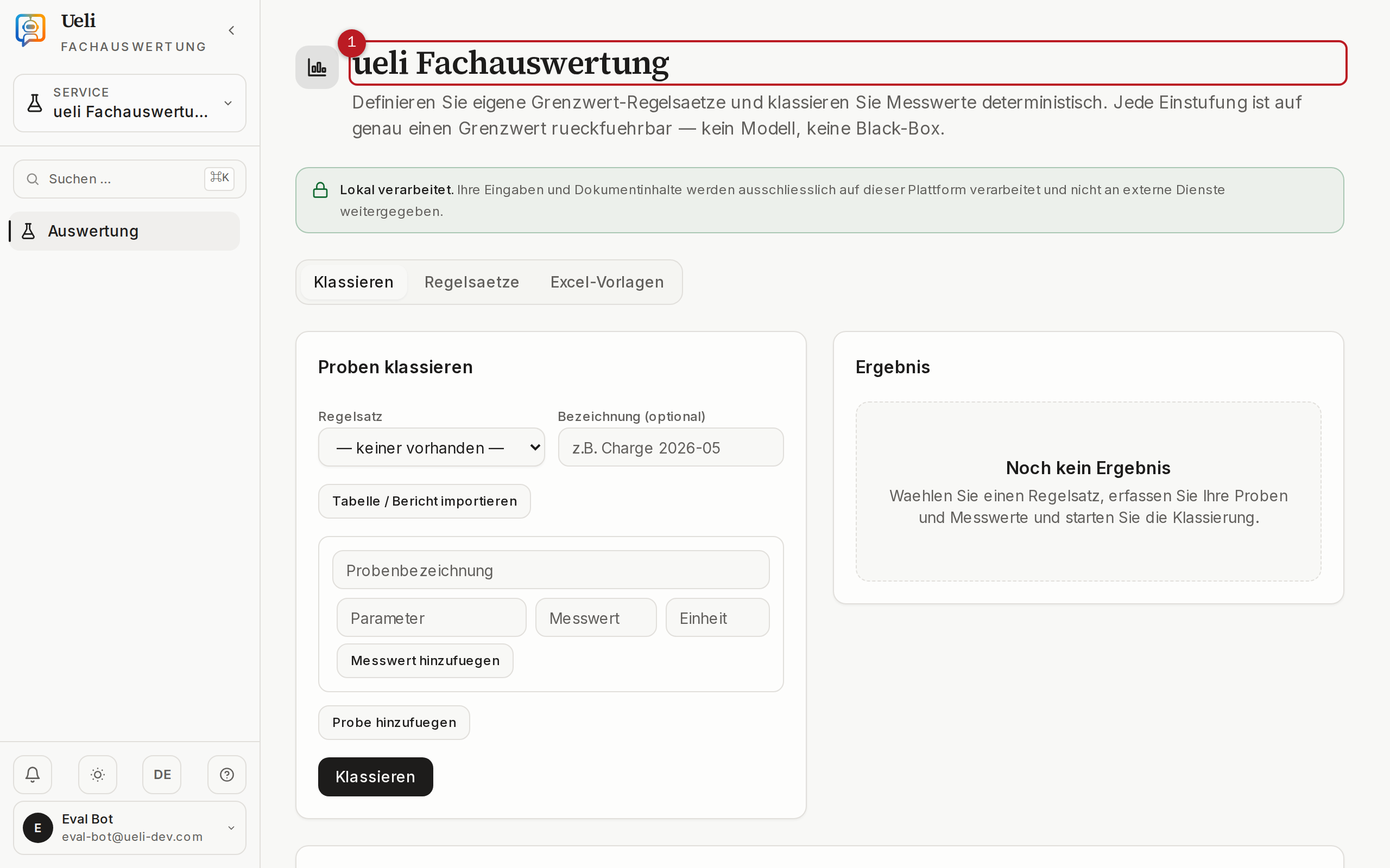 Startseite des Moduls Ueli Fachauswertung