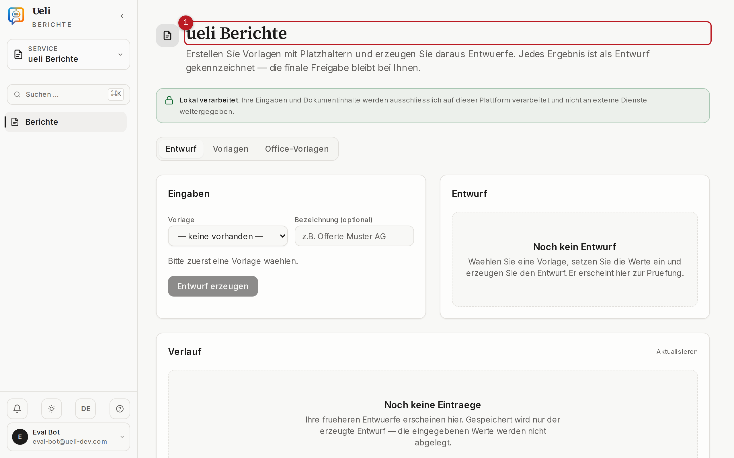 Startseite des Moduls Ueli Berichte