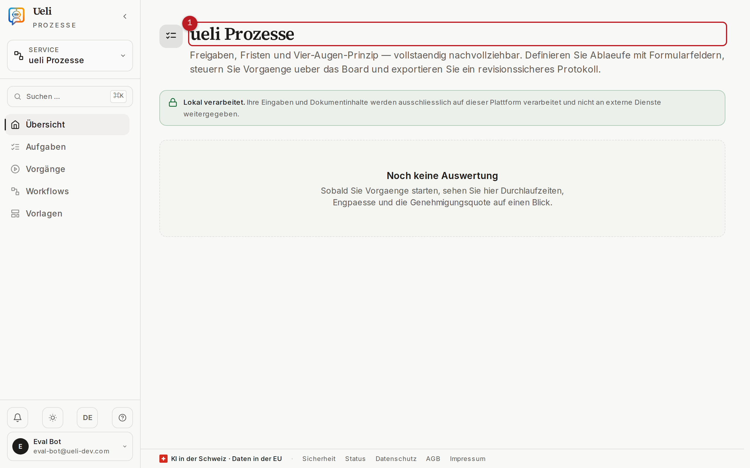 Startseite des Moduls Ueli Prozesse